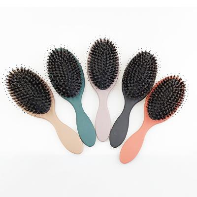 China 100% Logo Super Soft Flexible Custom Natural Boar Hair Wet Detangling Hair Paddle Detangle Hair Brush Easily With Soft Flexible Bristle Hair Extension for sale