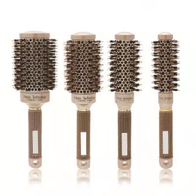 China Nondisposable High Heat Drying Hair Brush with Boar Bristle Nano Thermal Ceramic Barrel Technology Ionic Hairbrush for Styling Barber for sale