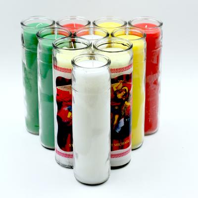 China Wholesale 7 Religious Glass Candles Scented Jar Candles Spiritual Glass Candles Church Days for sale