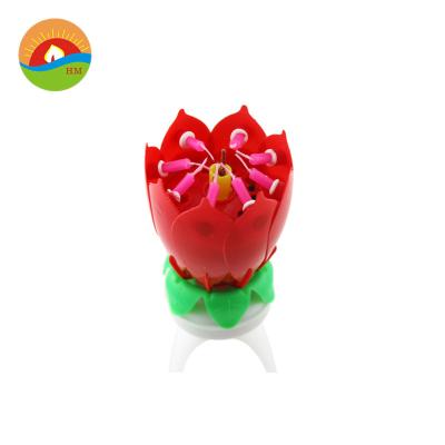 China Music lotus flower music fireworks birthday cake candle with high quality and cheapest price for sale