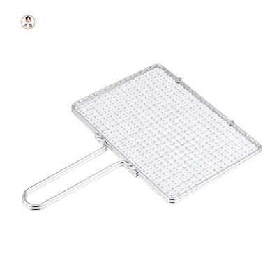 China Double Layer Stainless Steel Barbecue Grill Net Folding Dustproof Commercial Wire Mesh Net With Handle for sale