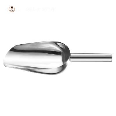 China Sustainable Stainless Steel Ice Scoop Grain Food Scoop Metal Bar Ice Shovel In Different Sizes for sale