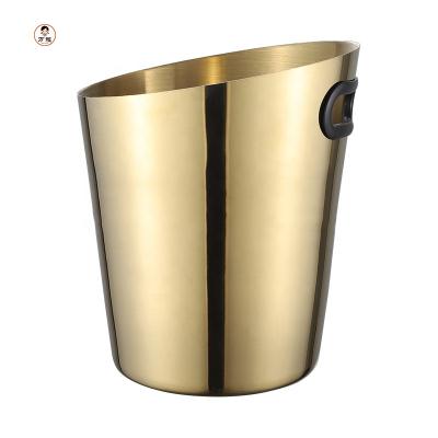 China New Design Viable Gold Stainless Steel Beer Colder Ice Bucket Champagne Cooler For Bar and Nightclubs for sale