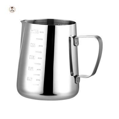 China Sustainable Coffee Milk Frothing Pitcher Creamer Stainless Steel Drawing Cup With Scale Measuring Cup for sale