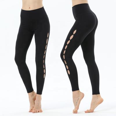 China New Breathable Yoga Compression Tights For Women Hollowed-out Sports Gaiters for sale