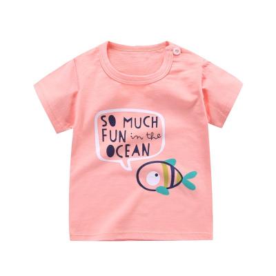 China Hip Hop Children's T-shirt Short Sleeve Cotton Boys And Girls Cartoon Simple Top Children'S Pure Wear for sale