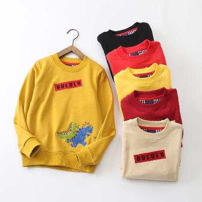 China Custom Dinosaur Embroidery Sports Anti-Wrinkle Long Sleeve Kids Casual Round Neck Hoodie for sale