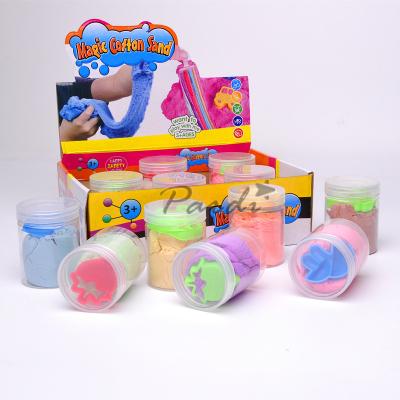 China Stretch and Squeeze Smart Cotton Sand Educational Toy Magic Stretchy Sand Packed 12cups Per Display for sale