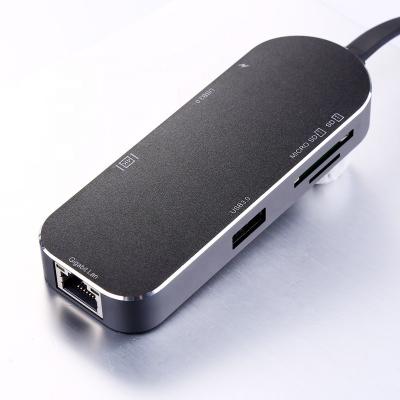 China 7 IN 1 Charging Type C HUB USB C Adapter Aluminum Hub 106*38*14mm for sale