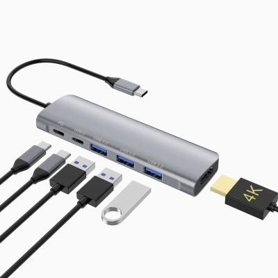 China Aluminum alloy 6 in 1 aluminum alloy 3 port USB3.0 PD3.0 USB C data HD-MI usbc 3 31 6 in 1 thunderbolt 3 type c docking usb 3 hub, 0 for sale