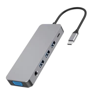 China Aluminum Alloy OEM 11 in 1 Jack Mic DuanlHD-MI VGA MST Type Gigabit 3.5 Aluminum Alloy USB3.0 RJ45 Hub Multiport USB 3.1 USB C Hub for sale