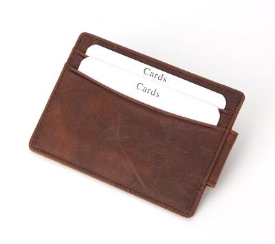 China Vintage Wallet Card Holder Slim Leather LOGO Minimalist RFID Custom Card Holder for sale