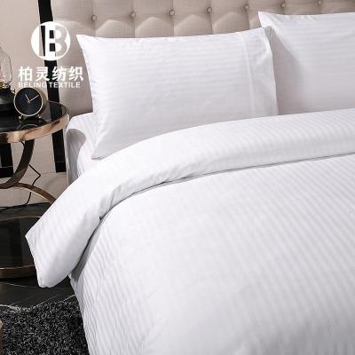 China Stripe 250 Thread Count 1CM Satin Stripe Luxury Hotel Bed Linen Hotel Bedding Set Canvas For High Star Hotel Rooms for sale