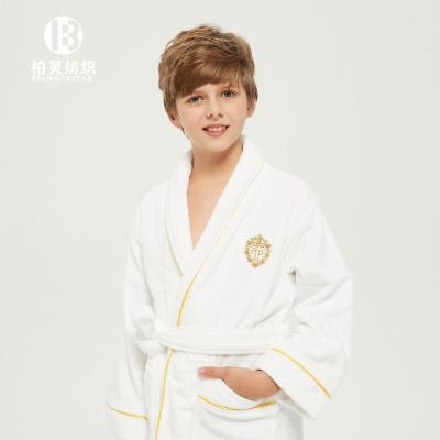 China Luxury high quality QUICK DRY 100%Cotton velor bathrobe kids robe for five star hotel and spa shawl unisex for sale