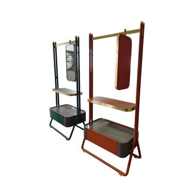 China Modern Factory China Cheap Free Standing Mirror Light Belt Coat Rack Directly With Storage Bench for sale