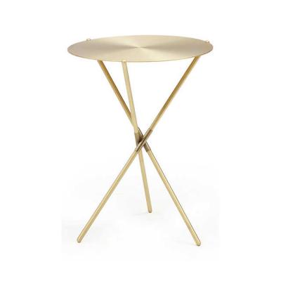 China 2022 Contemporary Modern Design Gold Round Metal Side Table with Glass for Bedroom and Living Room for sale