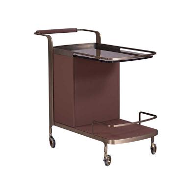 China Durable 2 Tier Trolley Stainless Steel Serving Cart Food Transport Dining Serving Cart for sale