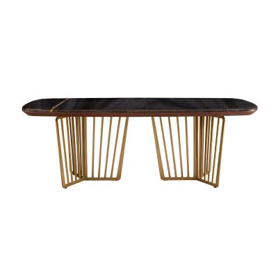 China Good quality modern black gold rectangle furniture luxury modular home dining table price for sale