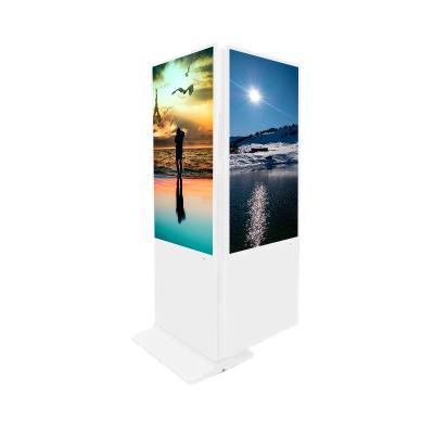 China Indoor Floor Standing Dual Screen LCD Double Screen LCD Display Kiosk Advertising Display Indoor Floor Kiosk Double Display Advertising Display for sale