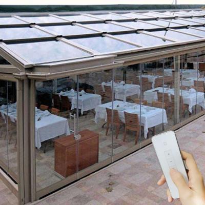 China Aluminum Electric Skylight Retractable Enclosure Systems Retractable Panel Sliding Glass Roof System for sale