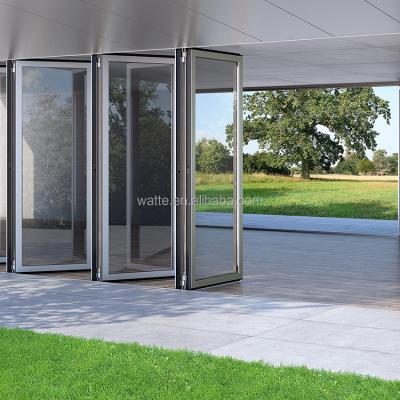 China Bangladesh Price Glass Black Frame Security Doors Business Safety Design Aluminum Folding Door For Balcony for sale