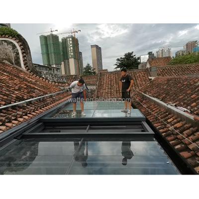 China Electric Control Flat Roof Aluminum Sliding Glass Skylight Canopy Roof Window for sale