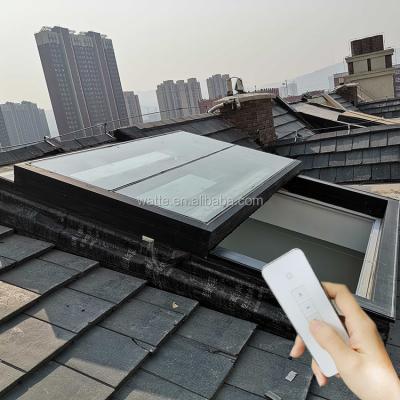 China House Electric Pyamidal Roof Roofing Aluminum Tempered Glass Shed Sliding Sunroof Skylight Windows for sale