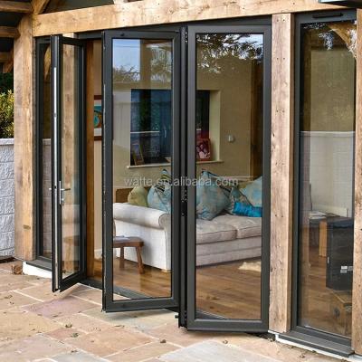 China Insulation Aluminum Frame Balcony Patio Doors French Glass Aluminum Foldable Door for sale