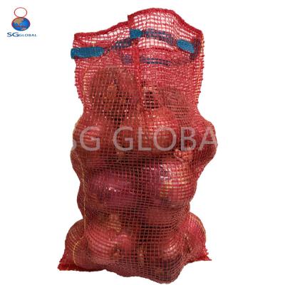 China Durable China 5kg 10kg Wholesale Onion Packing Small Mesh Drawstring Bag for sale