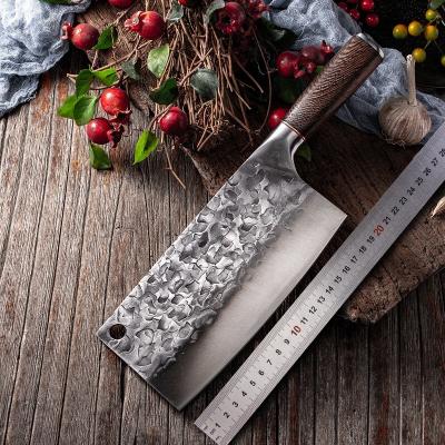 China Stocked hammered Chopper cleaver Chef Kitchen  Knife High Carbon Steel for sale