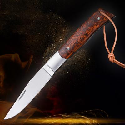 China Non-variable Folding Knife Stainless Steel Survival Hunting Outdoor Pocket Knife With Wood Handle for sale