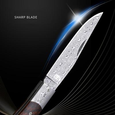 China Non-variable Folding Blade Knife Damascus Stainless Steel Pocket Knife Camping Knife with Snake Wood Ebony Olive Wood Handle for Outdoor for sale