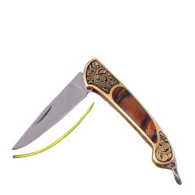 China Factory Non-variable Folding Pocket Knife Blade Acrylic Camping Knife Stainless Steel Blade Brass With Acrylic Handle for sale