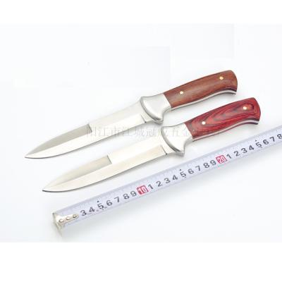 China Non-variable Exquisite Tactical Hunting Knife Stainless Steel With Wooden Handle for sale