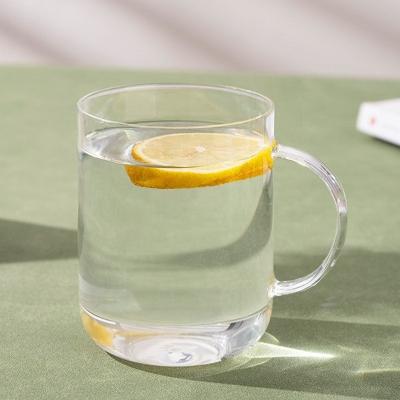 China 2022 INS Sustainable Light Hand Borosilicate Pyrex Glass Desktop Water High Blown Tea Cup With Handle for sale