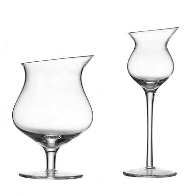 China Beveled Creative Lead Free Crystal High Foot Cut Cocktail Glass for sale