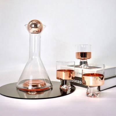 China Sustainable Decorative Wine Set Gradient Rose Gold Gray Cold Kettle Household Set Glass Decanter Set for sale