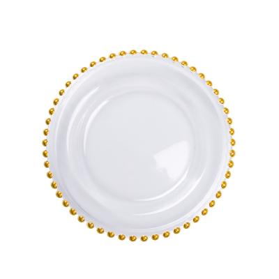 China Viable European-style Electroplating Gold Glass Beads Western Point Dish Food Wedding Decoration Dish for sale