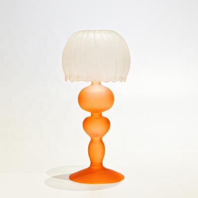 China European Bar Hotel Restaurant Home Party Light Luxury Colorful Jellyfish Retro Table Lamp Shaped Frosted Glass Candlesticks for sale