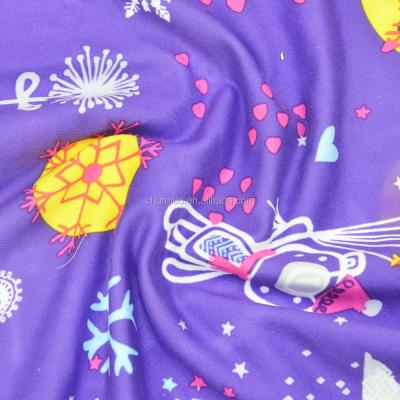 China Shaoxing Chunnuo Textile Hot Selling Cute Stretch And Shine Design Paper Print Brushed Jersey Fabric for sale