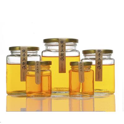 China Wholesale Freshness Preservation Factory OEM Food Beverage Storage Packing ES10 Honey Jam Jar Airtight Lids Square 200ml Glass Bottle for sale