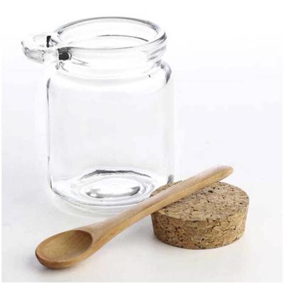 China Wholesale Food China Factory Food Grade Package Glass Bottles 250ml With Spoon And Cork for sale