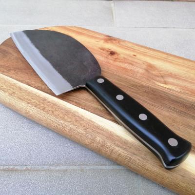 China Viable Handmade Forged High Carbon Plated Steel Serbian Chef 7 Inch Kitchen Cleaver Filleting Slicing Wide Butcher Knife for sale