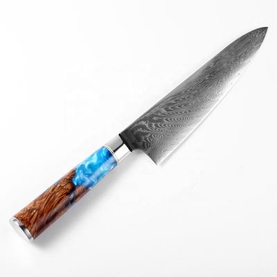 China Wholesale Viable Japanese VG10 Chef's Knife Damascus Steel Sharp Kitchen Knife With Resin Handle for sale