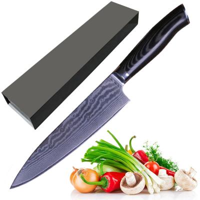 China Sustainable AUS10 Damascus Kitchen Japanese Steel Chef Knife 8 Inch Micarta Handle for sale