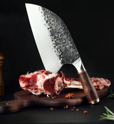 China Viable Handmade Forged High Carbon Steel Butcher Knife Kitchen Chefs Knives For Heavy Duty In The Kitchen for sale