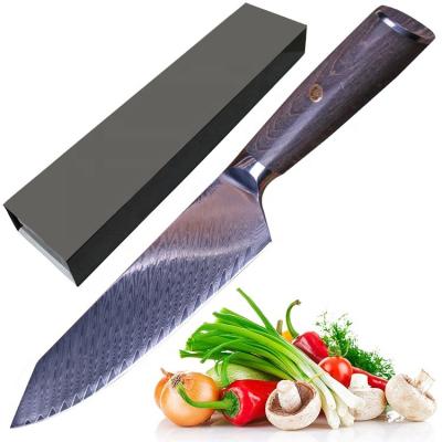 China Sustainable Japanese AUS10 Damascus Steel Gyuto Chef Knife With Pakka Wood Handle Kitchen Knife for sale