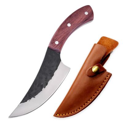 China Viable Hammer Forged In Fire Butcher Knife Handmade High Carbon Steel Boning Knife Butchery for sale