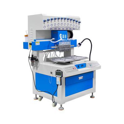 China 1.8KW Maximum Power Rubber Shoe Sole Making Machine with 12 Colors Automatic PVC Rubber Logo Making for sale