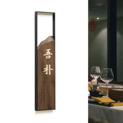 China New Chinese Style Door Dish Custom Identity Interior High End Luminous Plate Walnut Brass Inlaid Restaurant Coin License Plate Box for sale